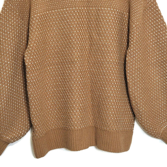 Summersalt Cashmere Wool Round Neck Balloon Sleeve Camel Tan Knit Sweater Size S - Picture 12 of 16